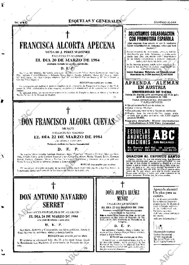 ABC MADRID 25-03-1984 página 94