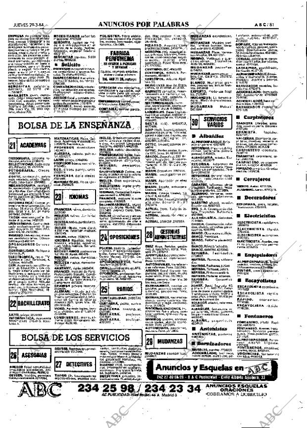 ABC MADRID 29-03-1984 página 81