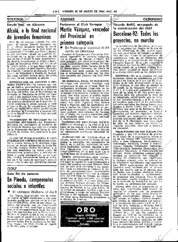 ABC SEVILLA 30-03-1984 página 64