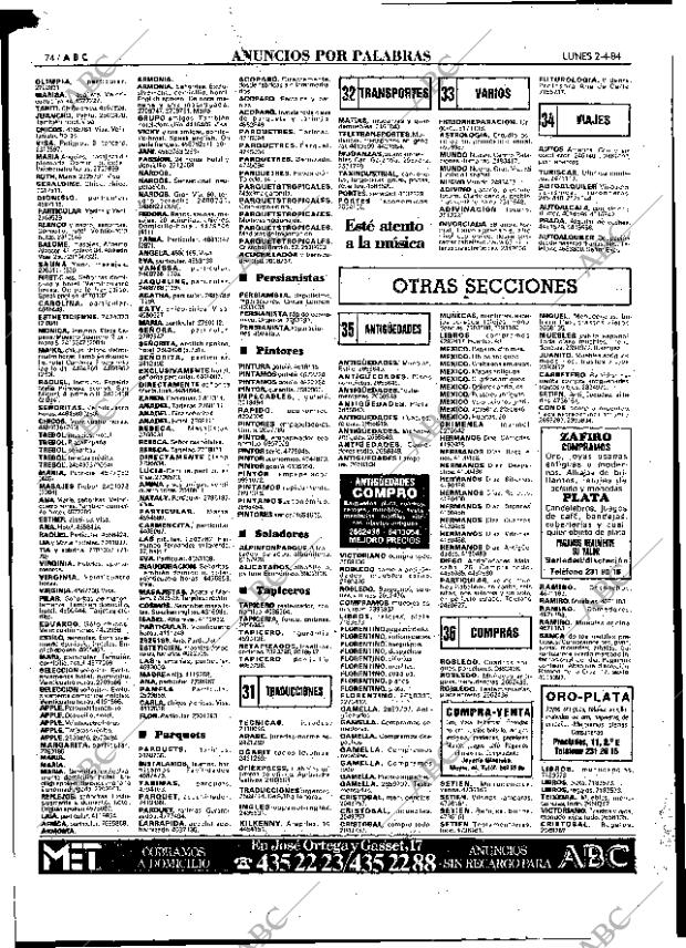 ABC MADRID 02-04-1984 página 74