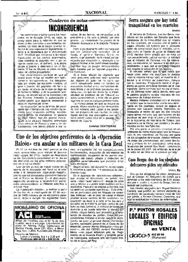 ABC MADRID 11-04-1984 página 16