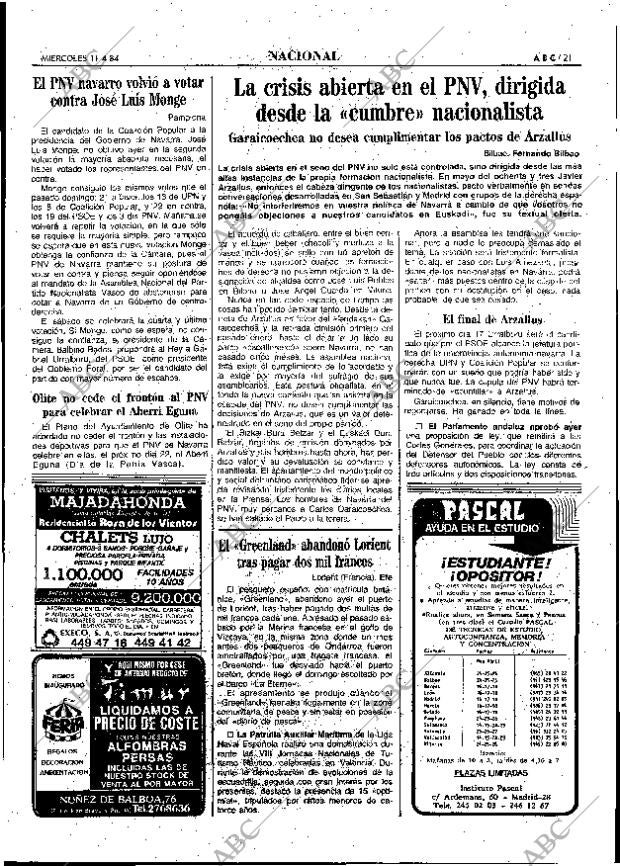 ABC MADRID 11-04-1984 página 21