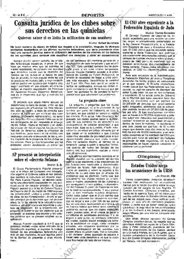 ABC MADRID 11-04-1984 página 62