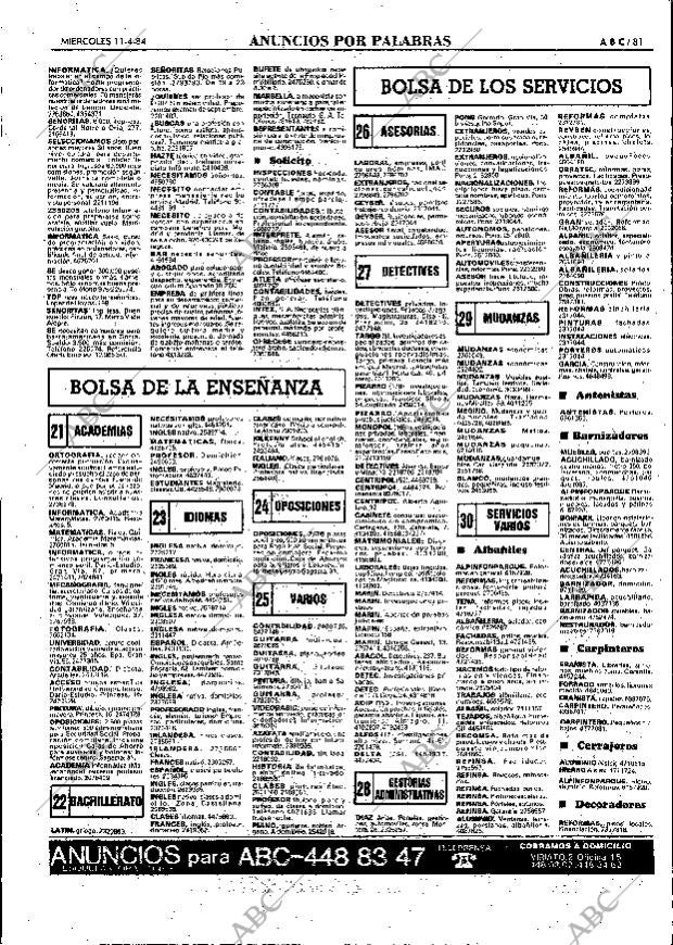 ABC MADRID 11-04-1984 página 81