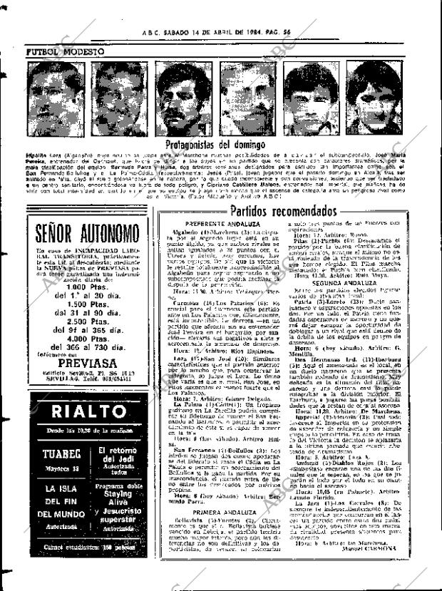 ABC SEVILLA 14-04-1984 página 56