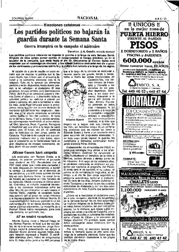 ABC MADRID 15-04-1984 página 23