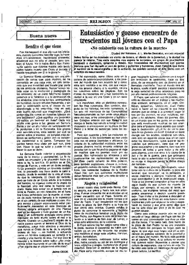 ABC MADRID 15-04-1984 página 41