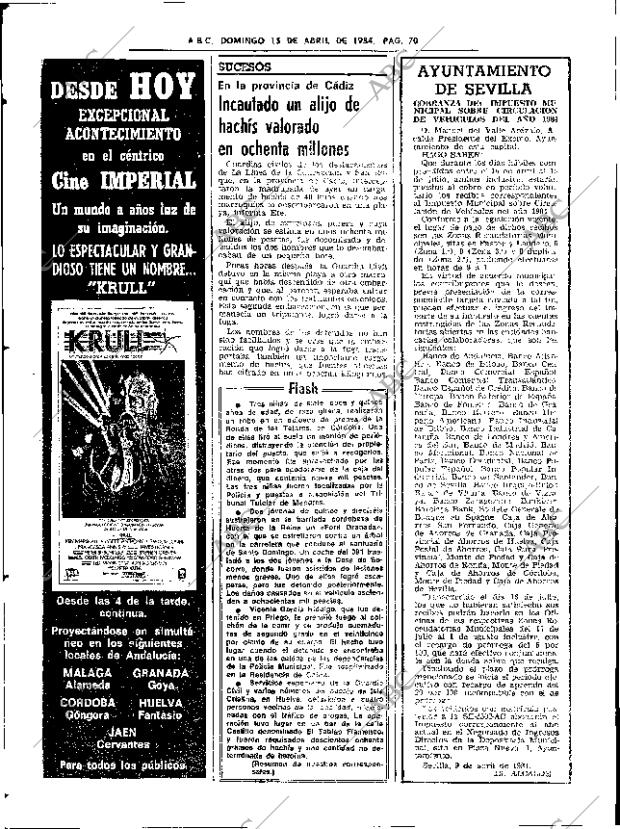 ABC SEVILLA 15-04-1984 página 70