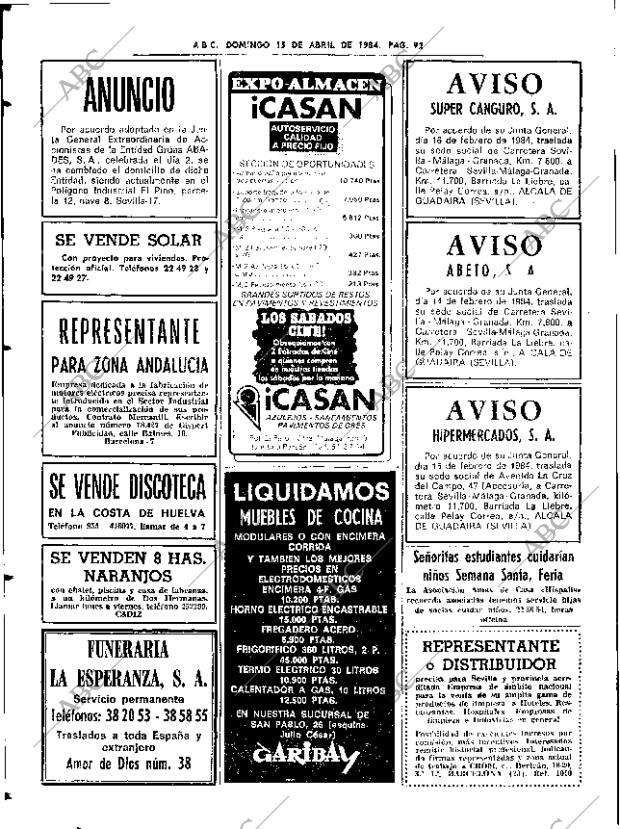 ABC SEVILLA 15-04-1984 página 92