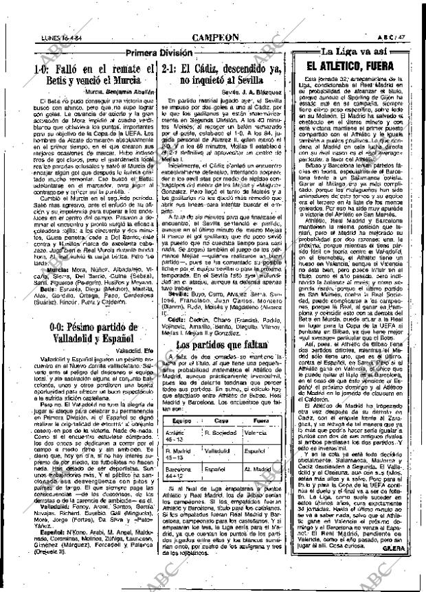 ABC MADRID 16-04-1984 página 45