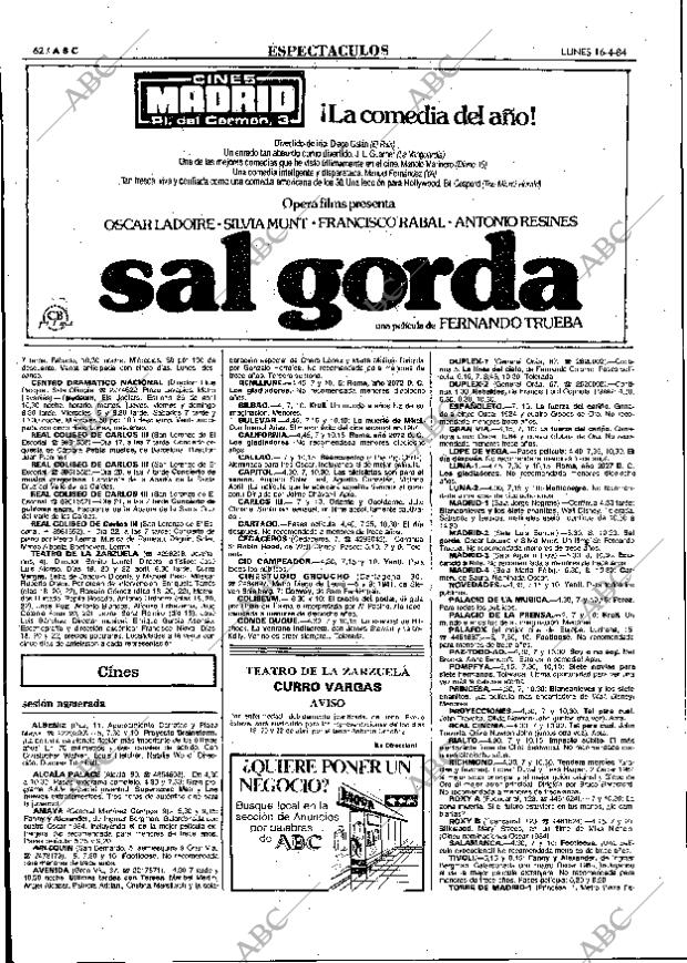 ABC MADRID 16-04-1984 página 60
