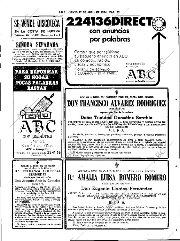 ABC SEVILLA 19-04-1984 página 59