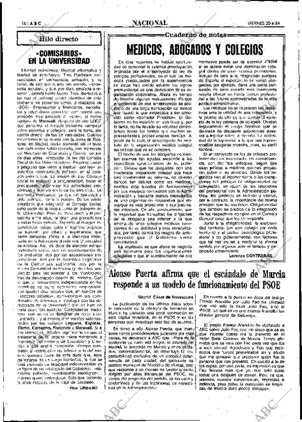 ABC MADRID 20-04-1984 página 16