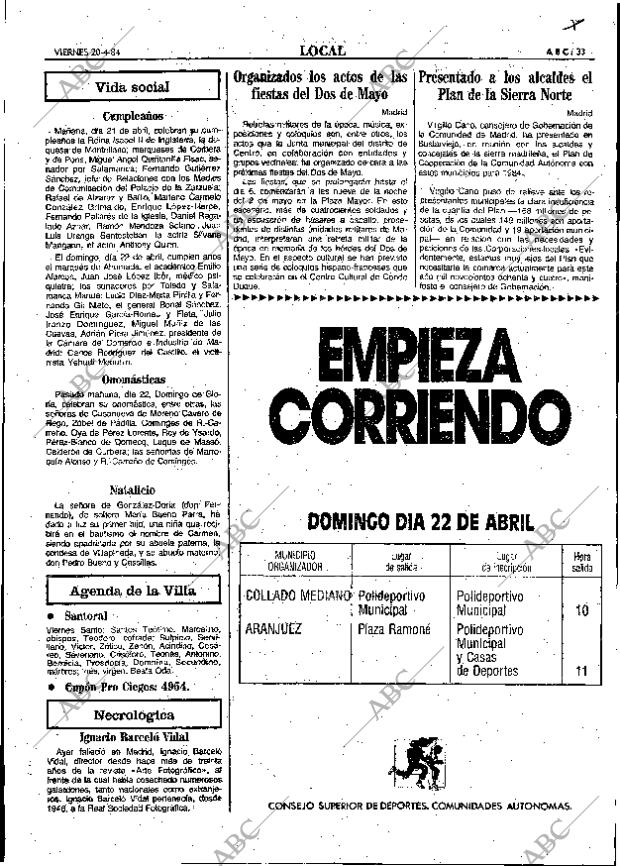 ABC MADRID 20-04-1984 página 33