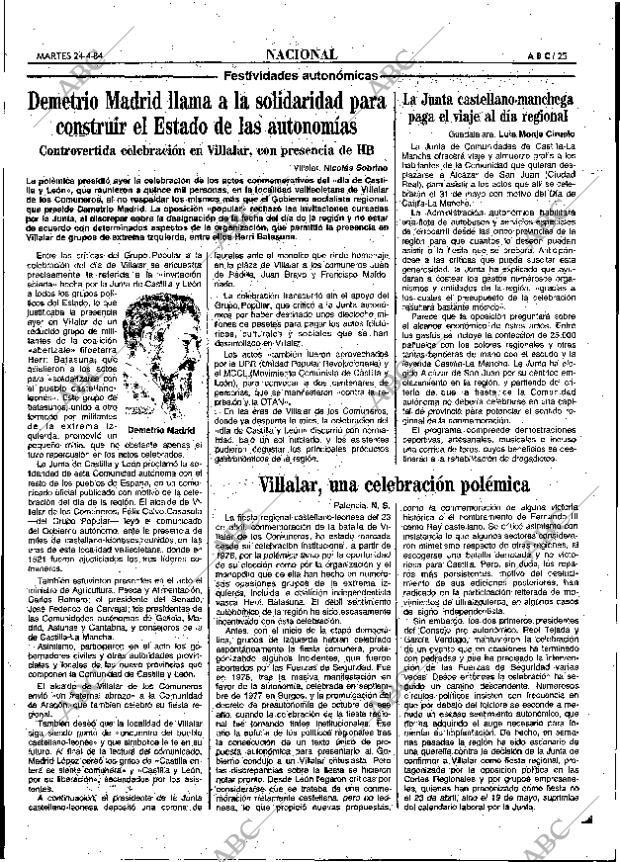 ABC MADRID 24-04-1984 página 25