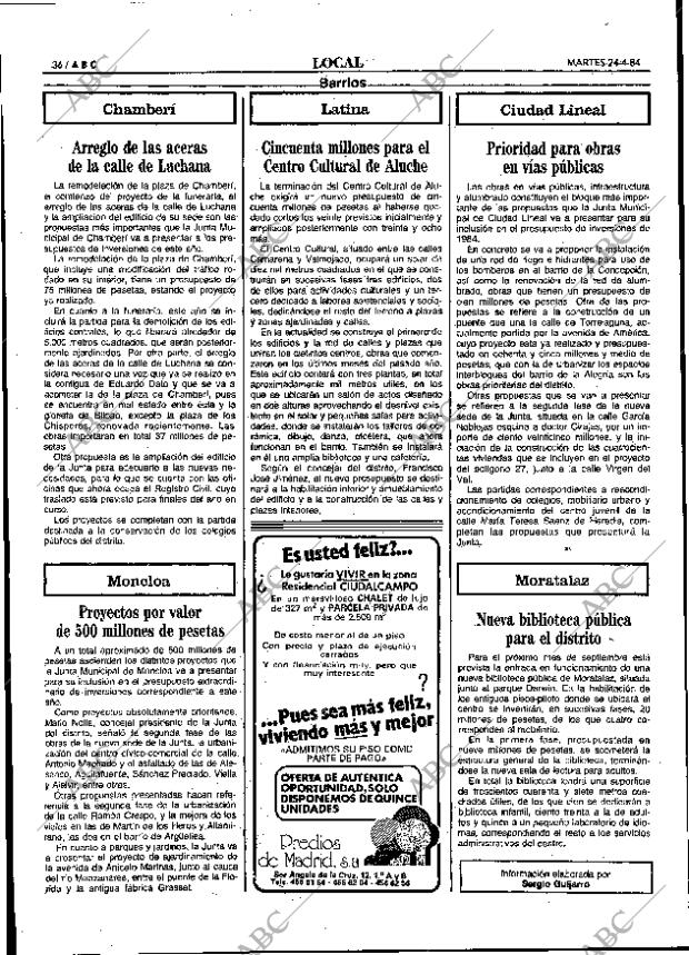 ABC MADRID 24-04-1984 página 36