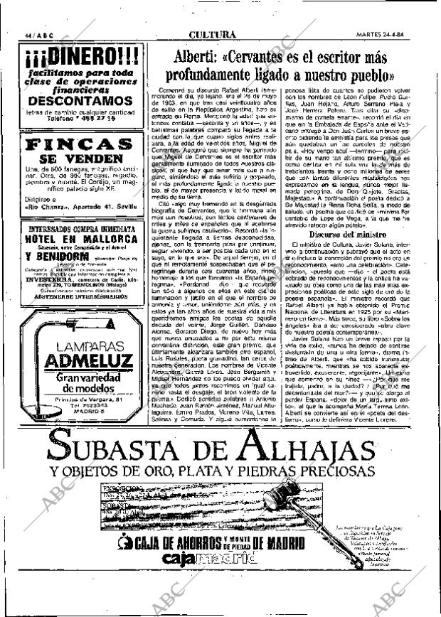 ABC MADRID 24-04-1984 página 44