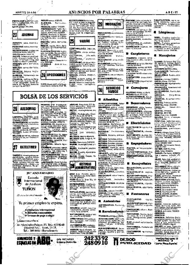 ABC MADRID 24-04-1984 página 85