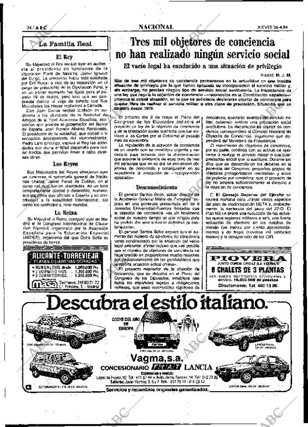 ABC MADRID 26-04-1984 página 24