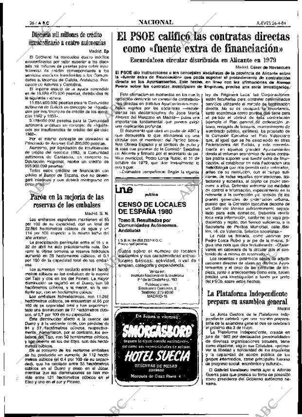 ABC MADRID 26-04-1984 página 26