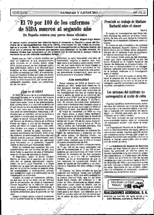 ABC MADRID 26-04-1984 página 43