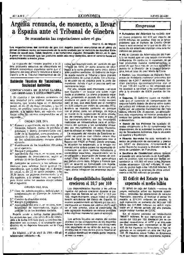 ABC MADRID 26-04-1984 página 62