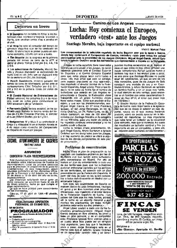 ABC MADRID 26-04-1984 página 72