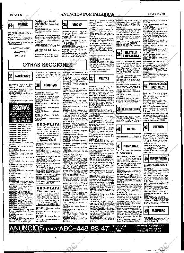 ABC MADRID 26-04-1984 página 92