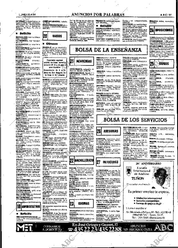 ABC MADRID 30-04-1984 página 81