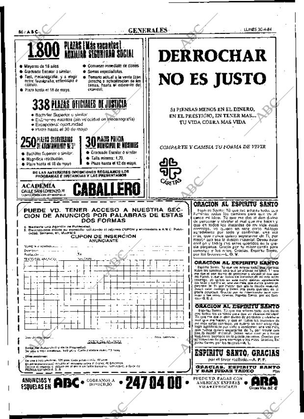 ABC MADRID 30-04-1984 página 86