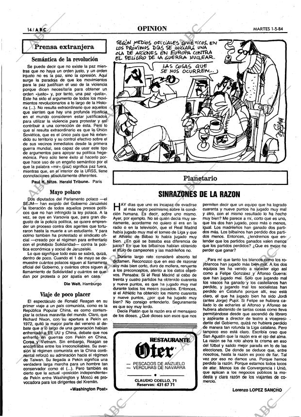 ABC MADRID 01-05-1984 página 14