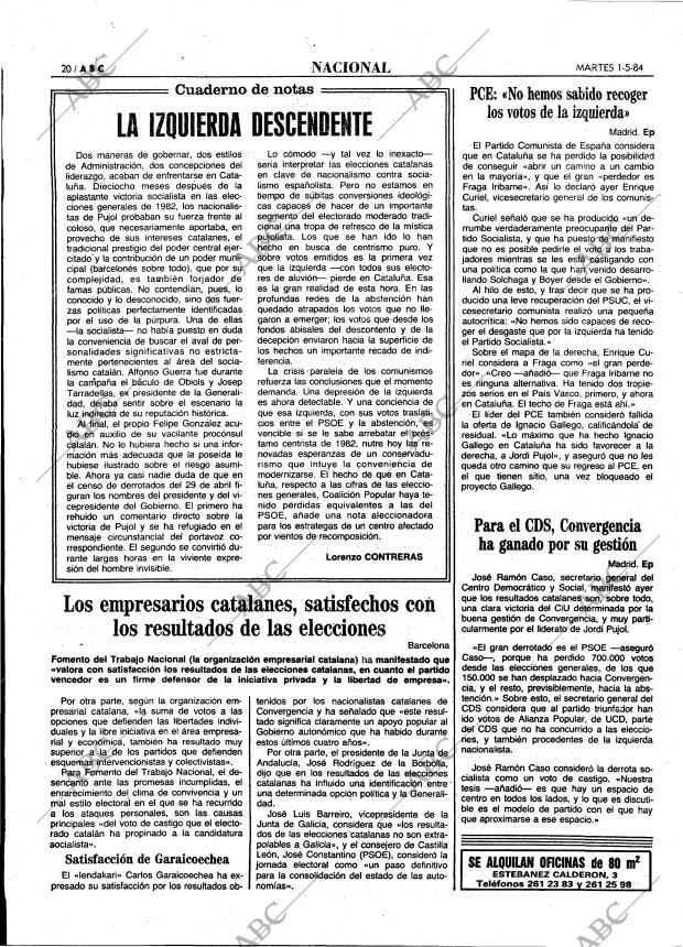 ABC MADRID 01-05-1984 página 20