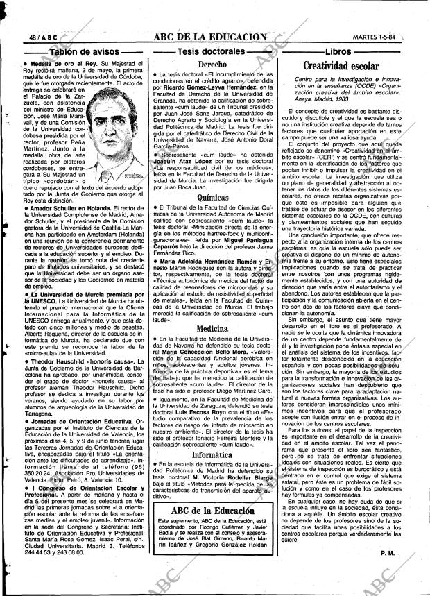 ABC MADRID 01-05-1984 página 48