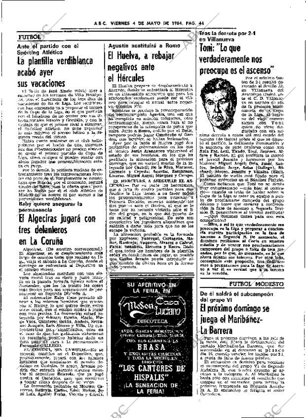 ABC SEVILLA 04-05-1984 página 44