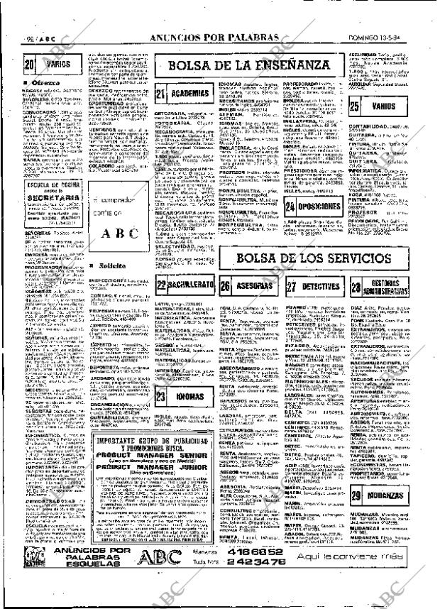 ABC MADRID 13-05-1984 página 92