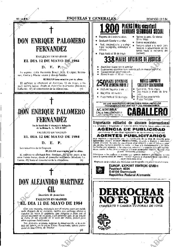 ABC MADRID 13-05-1984 página 98