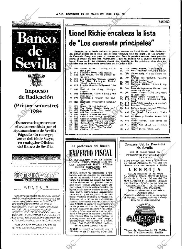 ABC SEVILLA 13-05-1984 página 70