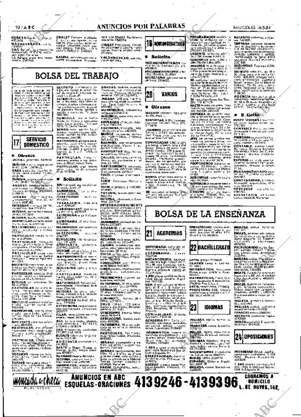 ABC MADRID 16-05-1984 página 92