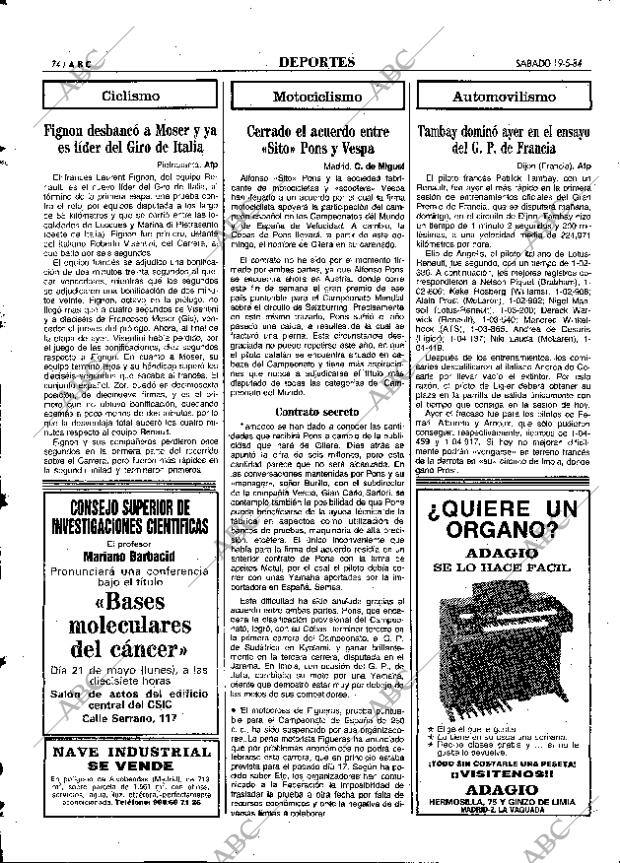ABC MADRID 19-05-1984 página 74