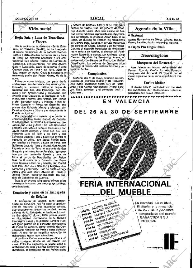 ABC MADRID 20-05-1984 página 43