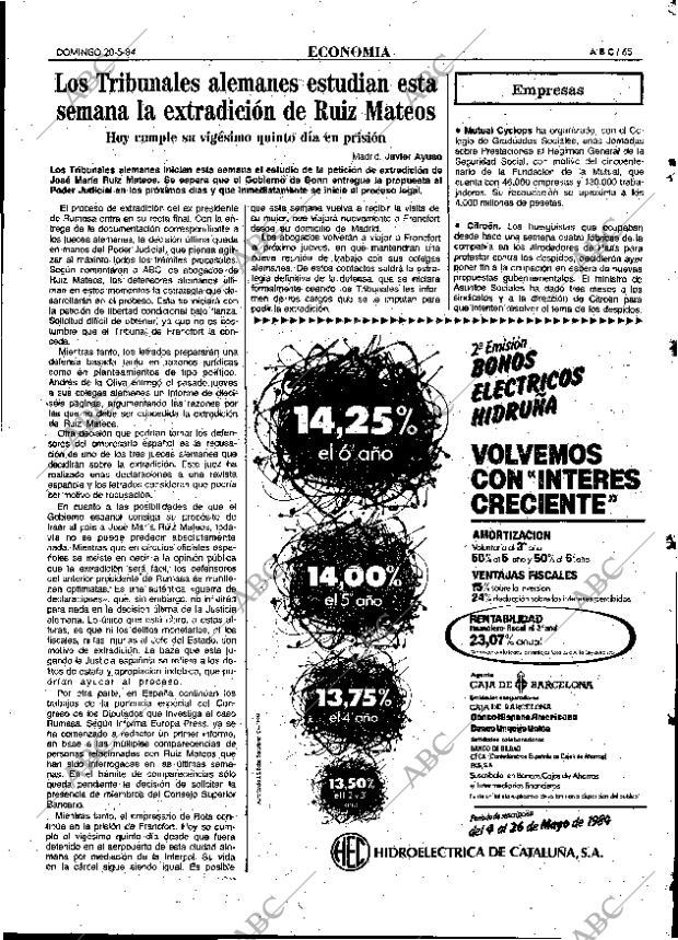 ABC MADRID 20-05-1984 página 65