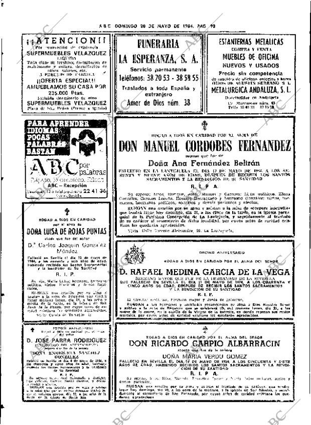 ABC SEVILLA 20-05-1984 página 98