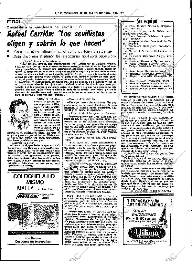 ABC SEVILLA 27-05-1984 página 72