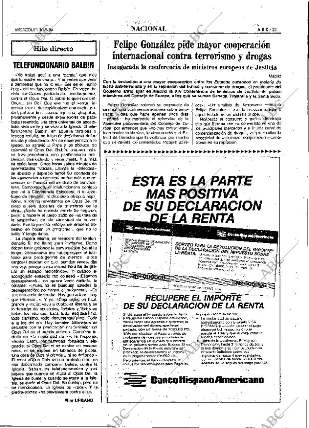 ABC MADRID 30-05-1984 página 23