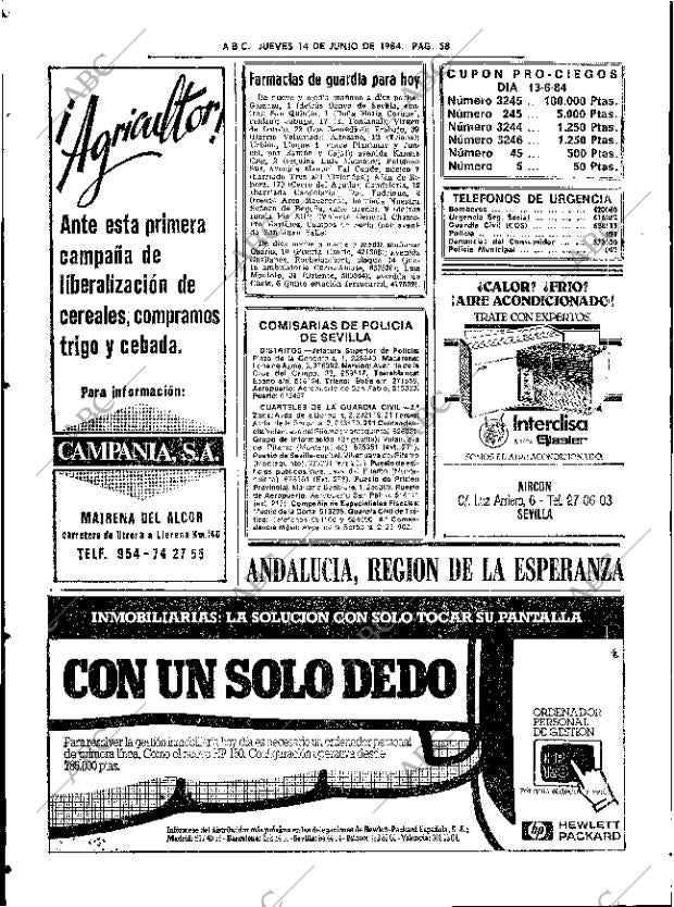 ABC SEVILLA 14-06-1984 página 58