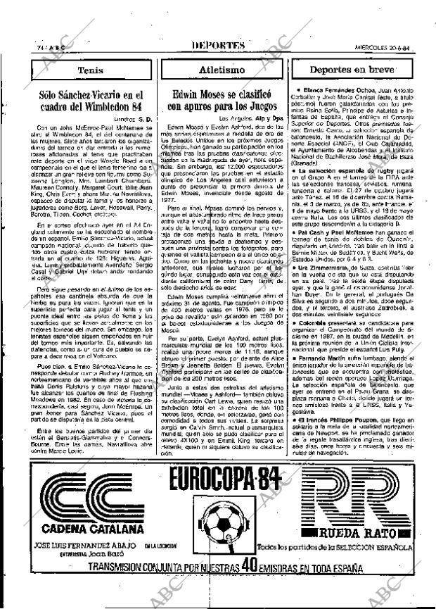 ABC MADRID 20-06-1984 página 74