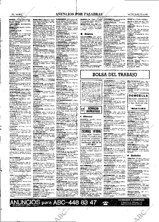 ABC MADRID 20-06-1984 página 92