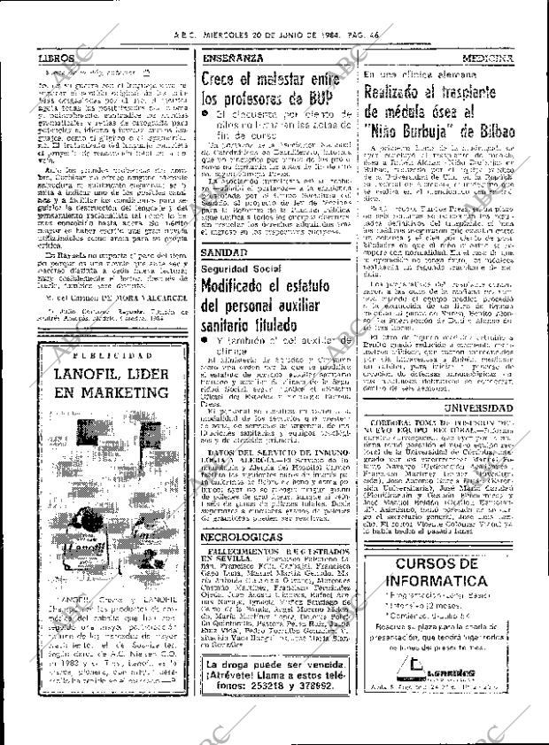 ABC SEVILLA 20-06-1984 página 46