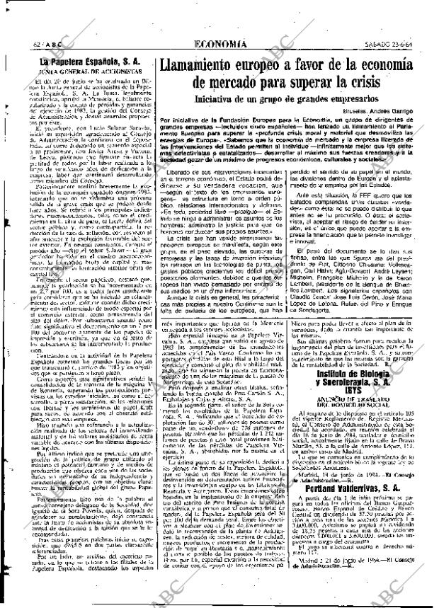 ABC MADRID 23-06-1984 página 62