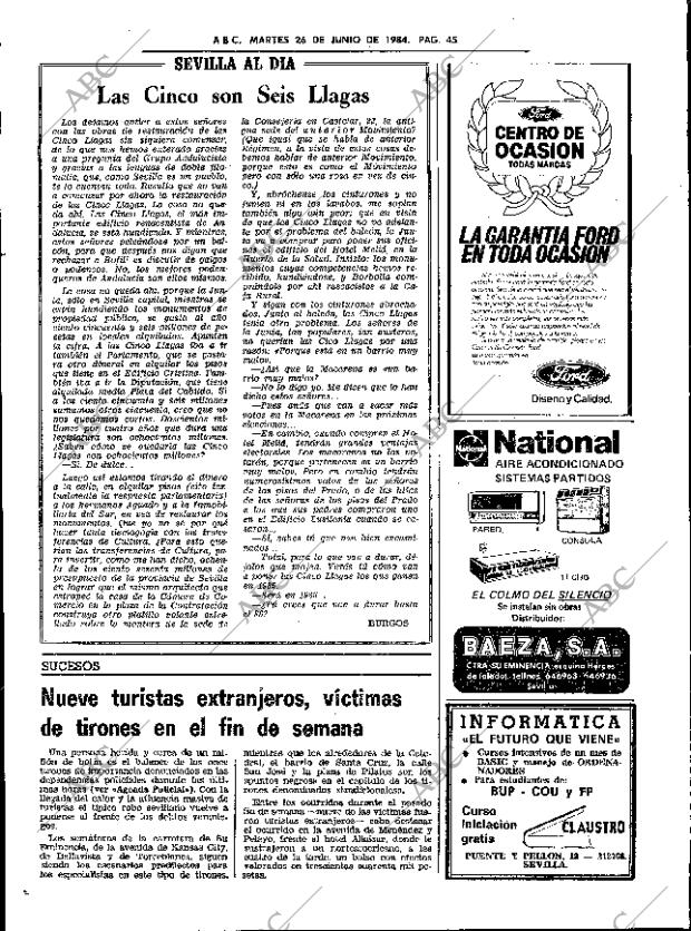 ABC SEVILLA 26-06-1984 página 45